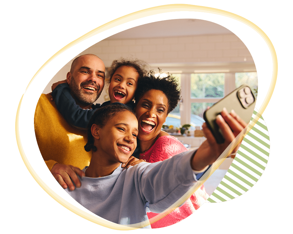 Image of a family enjoying taking a selfie